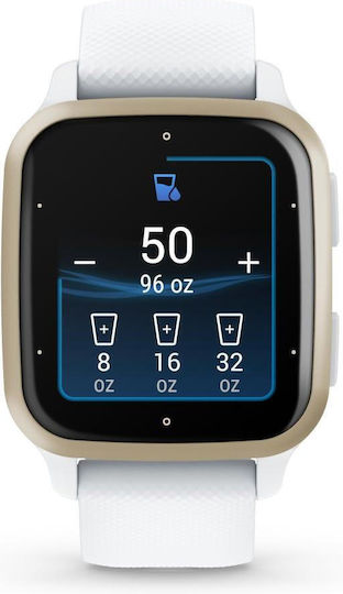 Garmin Venu Sq 2 Aluminium 40mm Waterproof Smartwatch with Heart Rate Monitor (Cream Gold Aluminum Bezel with White Case and Silicone Band)