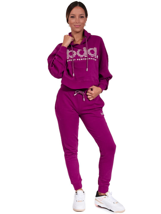 Cropped Hanorac pentru femei Cu glugă Violet
