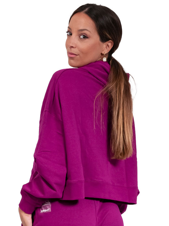 Cropped Hanorac pentru femei Cu glugă Violet