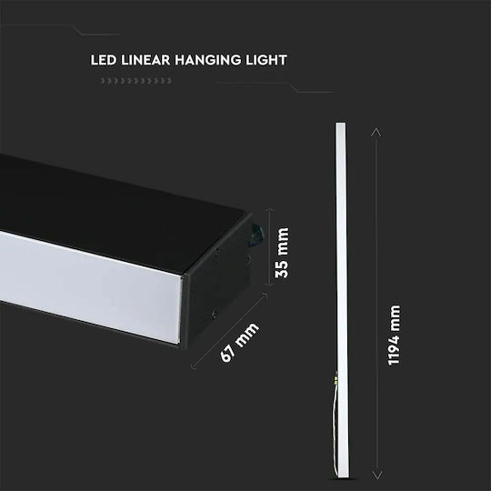 V-TAC LED Lumina liniară Lumină Plafon 40W Alb rece IP20 cu Intensitate Reglabilă L120xL3.5xÎ6.7cm