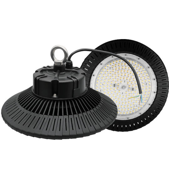 Elvhx Φωτιστικό Καμπάνα 200W Kühles Weiß 18000lm mit integrierter LED Schwarz Ø40xH16cm