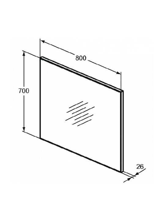 Ideal Standard Ορθογώνιος Καθρέπτης Μπάνιου Led 80x70cm