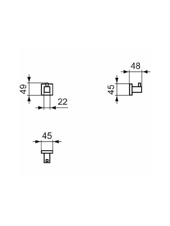Ideal Standard Iom Square Άγκιστρο Μπάνιου Μονό Inox Ασημί