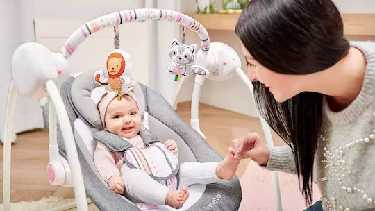 Lionelo Electric Relax pentru Bebeluși Leagăn Ruben cu Muzică Roz pentru Copil până la 12kg