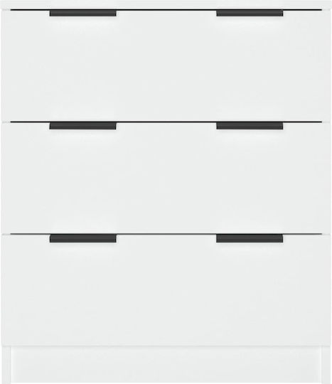 Wooden Chest of Drawers with 3 Drawers White 60x30x70cm