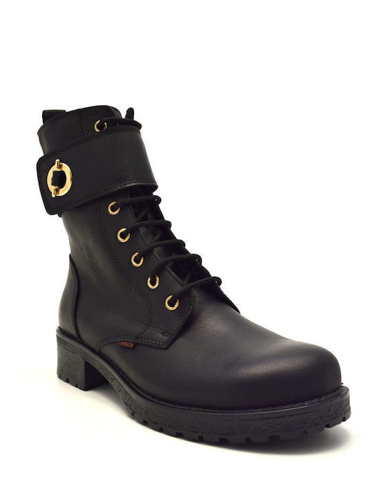 Leder Stiefeletten Damen Schwarz