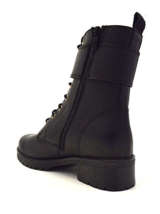 Leder Stiefeletten Damen Schwarz