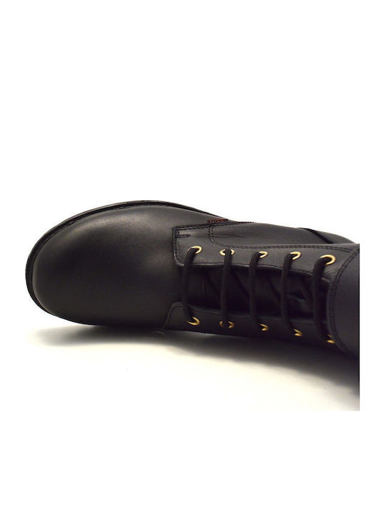 Leder Stiefeletten Damen Schwarz