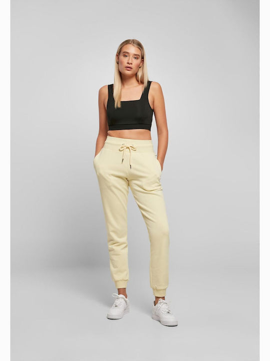High Waist Women's Sweatpants with Jogger Elastic Soft Yellow