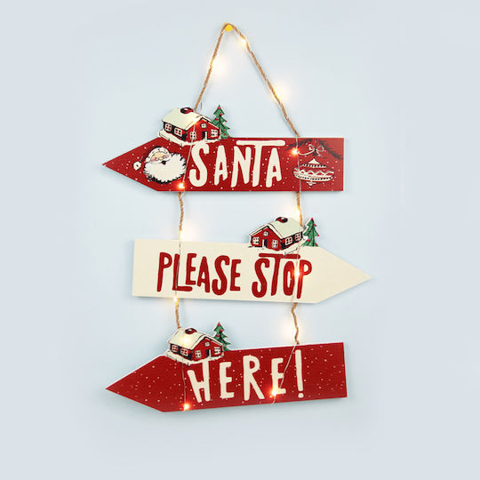 Aca Illuminated Christmas Wooden Figure Sign Red Height 45cm