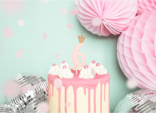 PartyDeco Birthday Candle Number "6" in Pink Color SCU6-6-081J