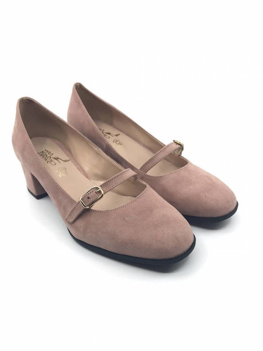 Smart Cronos Damenschuhe mit Absatz aus Wildleder 6971-LADY in Nude-Farbe