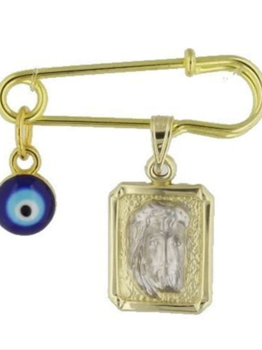 Safety Pin Charm with Little Christ 14 Karat K14.524