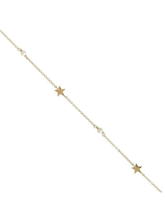 Star bracelet in gold 14 carats with pearl 3mm K14.21030