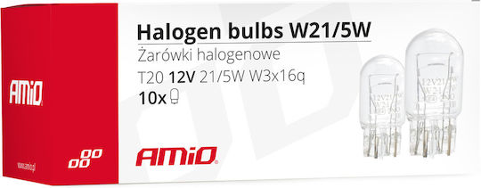 AMiO Λάμπες Αυτοκινήτου W21/5W / W3x16d Αλογόνου 12V 21W 10τμχ