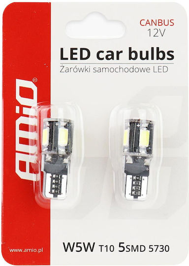 AMiO Lămpi Autoturismului T10 / W2.1X9.5D Canbus LED 5600K Alb rece 12V 2W 2buc