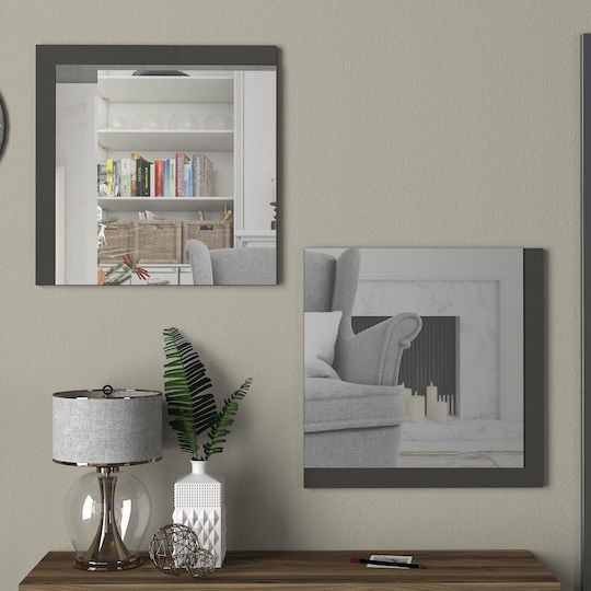 ArteLibre Ahsa Wall Mirror with Gray Plastic Frame 60x60cm 2pcs