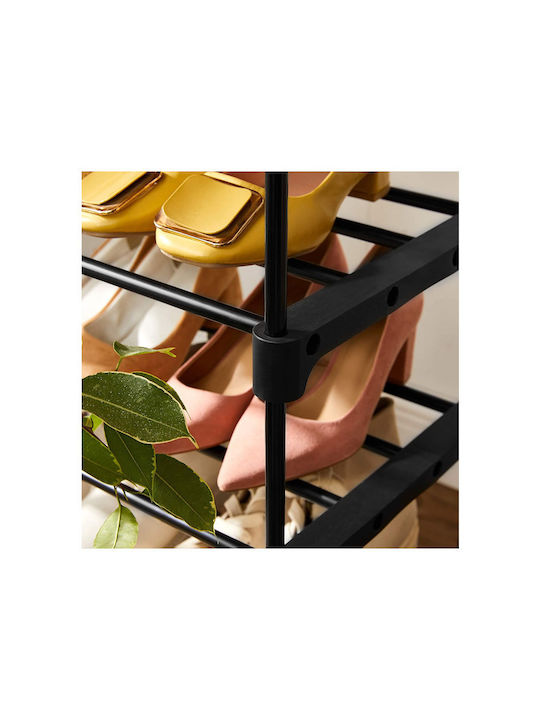 Metallic Shoe Organizer with 5 Shelves Black 45x30x89.5cm