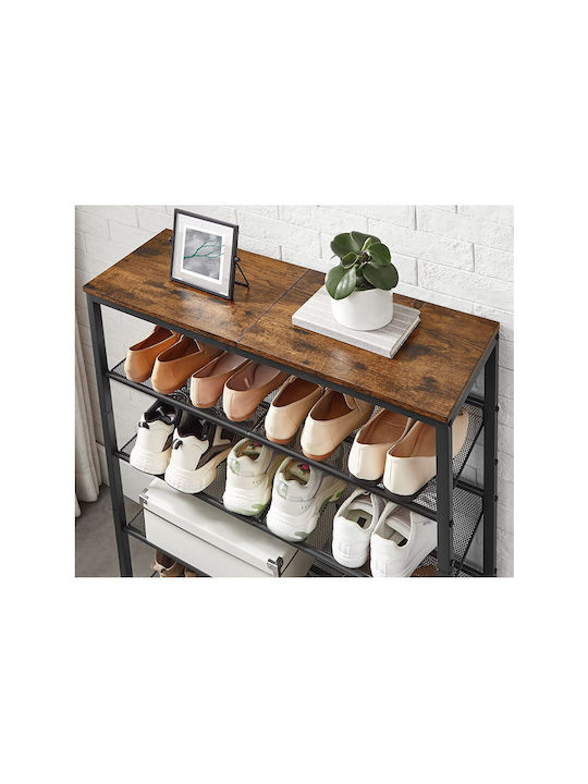 Metalică Suport pentru pantofi cu 5 Rafturi Neagră L75xW28xH93cm