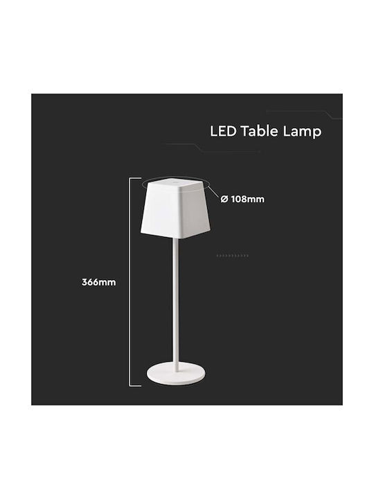 V-TAC Επιτραπέζιo Φωτιστικό LED Εξωτερικού Χώρου 2W με Θερμό Λευκό Φως IP54 Λευκό