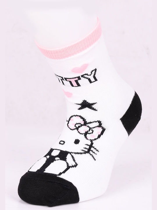 Like high socks with hello kitty prints 1 pair White