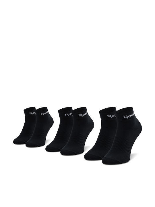 Reebok Active Core Αθλητικές Κάλτσες Μαύρες 3 Ζεύγη