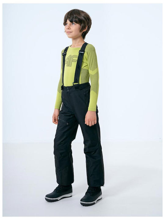 4F HJZ22-JSPMN002-20S Kids Dungarees for Ski & Snowboard Black