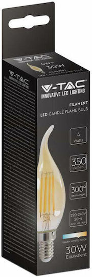 V-TAC LED крушка 4W 118mm за фасунга E14 Топло бяло 350лм