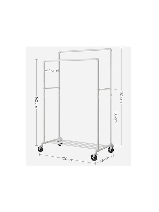 Songmics Pe roți Cuier de podea Albă 100x59x162cm
