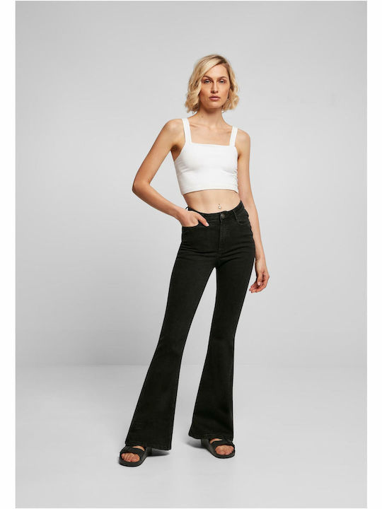 Women's Jeans Pants High Rise Flared Black