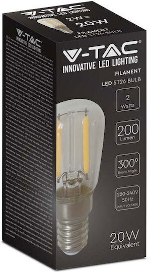 V-TAC LED крушка 2W за фасунга E14 и форма ST26 Неутрално бяло 200лм