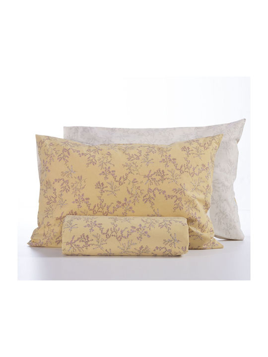 Nef-Nef Homeware Set Cearceaf de Pat Bumbac Supradublu cu 2 Fete de Perne 240x230 Femme 031510 Yellow