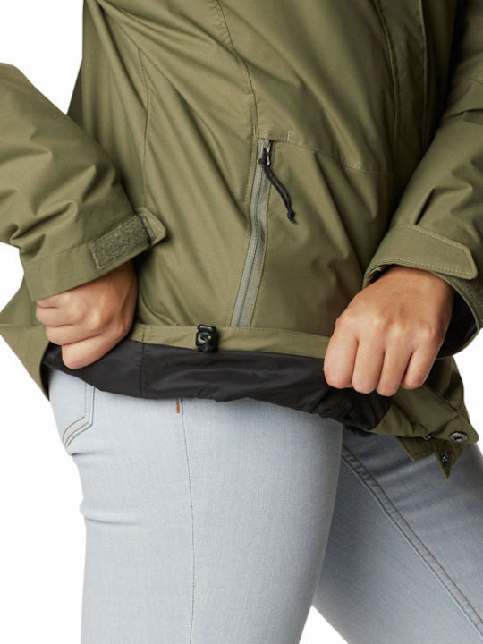 Bugaboo II Fleece Interchange 3 In 1 Women's Hiking Short Sports Jacket for Winter with Hood Khaki