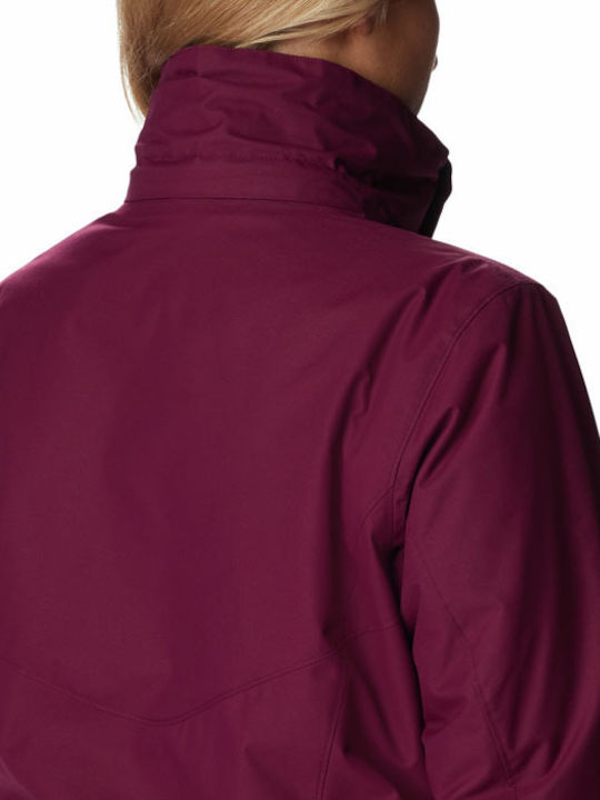 Bugaboo II Fleece Interchange 3 In 1 Women's Hiking Short Sports Jacket for Winter with Hood Burgundy