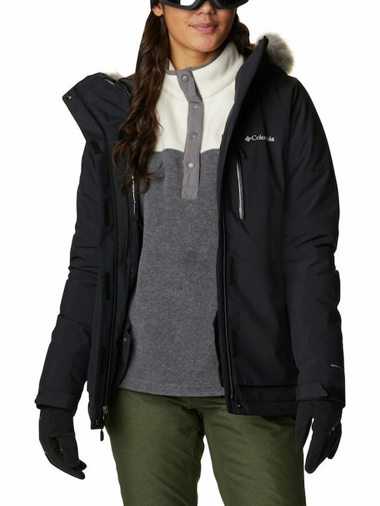 Alpine Insulated Women's for Hiking Short Parka Jacket for Winter with Hood Black