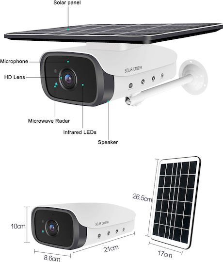 GloboStar 86047 IP Surveillance Camera Wi-Fi Full HD 1080p Waterproof Battery Powered with Microphone
