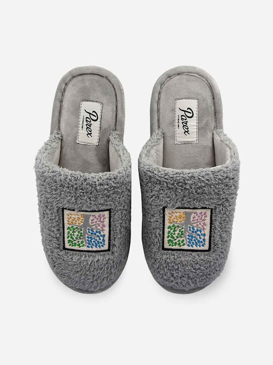 Parex Winter Women's Slippers with fur in Gray color