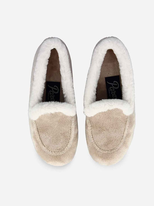 Parex Closed-Back Women's Slippers with Fur In Beige Colour 10126236.E