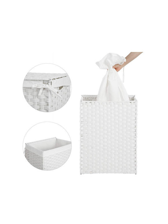 Songmics Laundry Basket Wicker Folding with Cap 46x33x60cm White