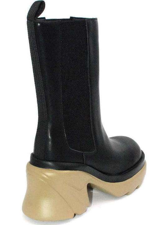 Serene Leather Women's Chelsea Boots with Medium Heel Black