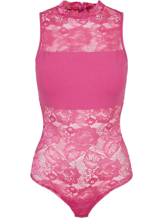 Sleeveless Bodysuit with Mesh Pink