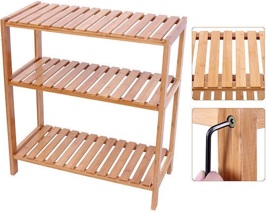 Songmics Floor Bathroom Shelf Bamboo with 3 Shelves 60x26x66cm Brown