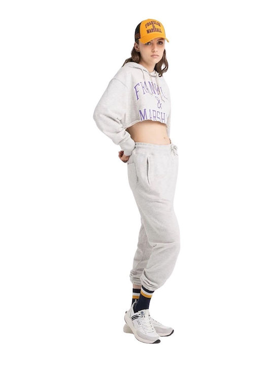 Cropped Women's Sweatshirt Hooded Gray
