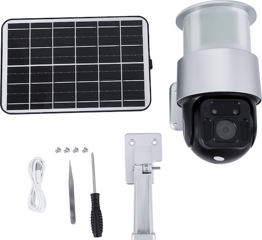 GloboStar 86046 IP Surveillance Camera Wi-Fi/4G Full HD 1080p Waterproof Battery Powered with Two-Way Communication Silver