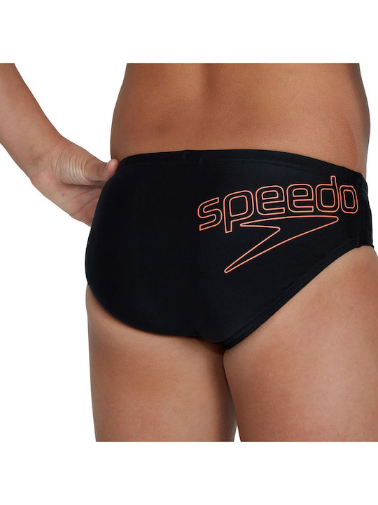 Speedo Logo Brief Kinder Badeanzug Badeslips Schwarz
