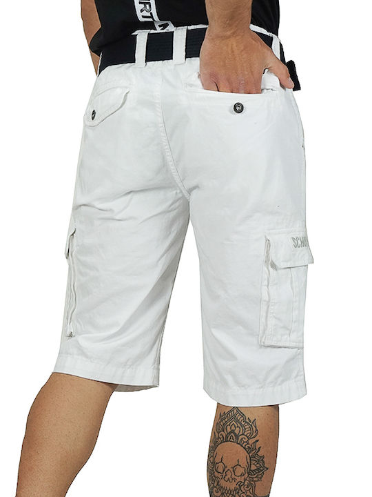 Schott - n.y.c Men's Cotton Bermuda Shorts "MILITAIRE" White Regular Fit (TRBATLE30) (100% Cotton)