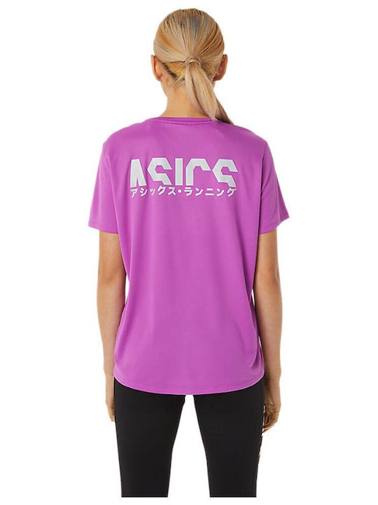ASICS Katakana Γυναικείο Αθλητικό T-shirt Μωβ