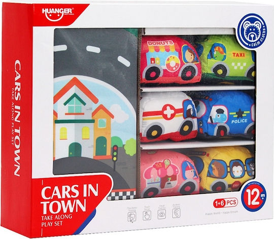 Hola Toys Vehicle Set of 6 Soft Vehicles with Roadway made of Fabric for 12++ Months