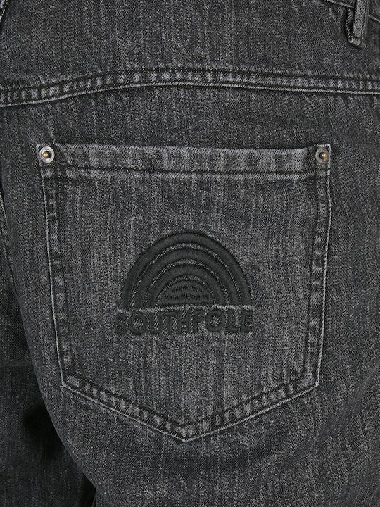 Ανδρικό Παντελόνι Τζιν με Loose Εφαρμογή Acid Washed Black