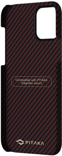 Pitaka Aramid MagEZ Back Cover Aramid Fiber 0.65mm Black / Red Twill (iPhone 12)